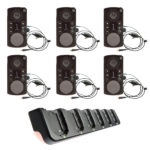 Set van 6 Motorola CLK 446 portofoons met oortjes en multilader